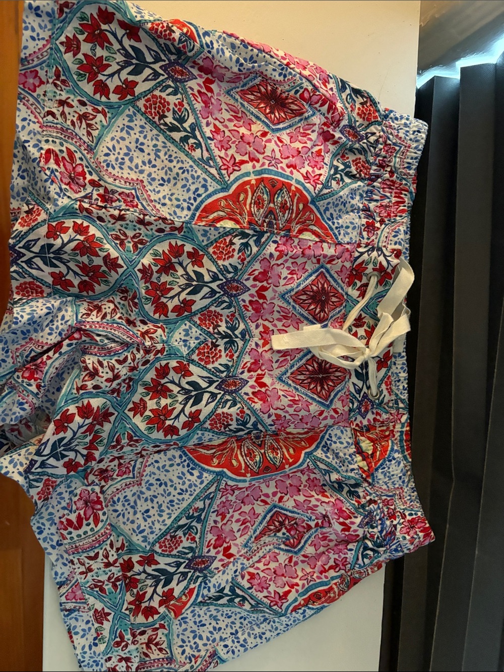 GAP Floral Patchwork Print Drawstring Shorts - Pink, Red, Blue